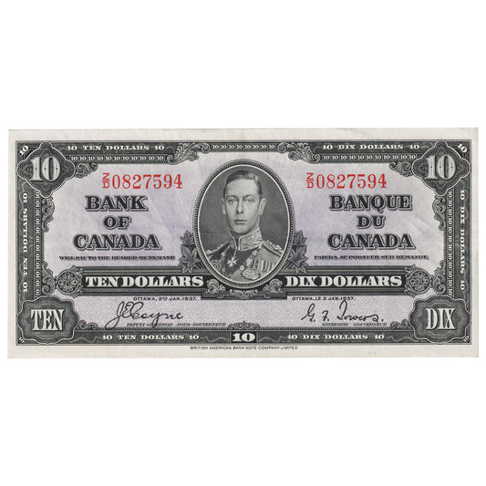 BC-24c 1937 Canada $10 Coyne-Towers, Z/D, EF-AU