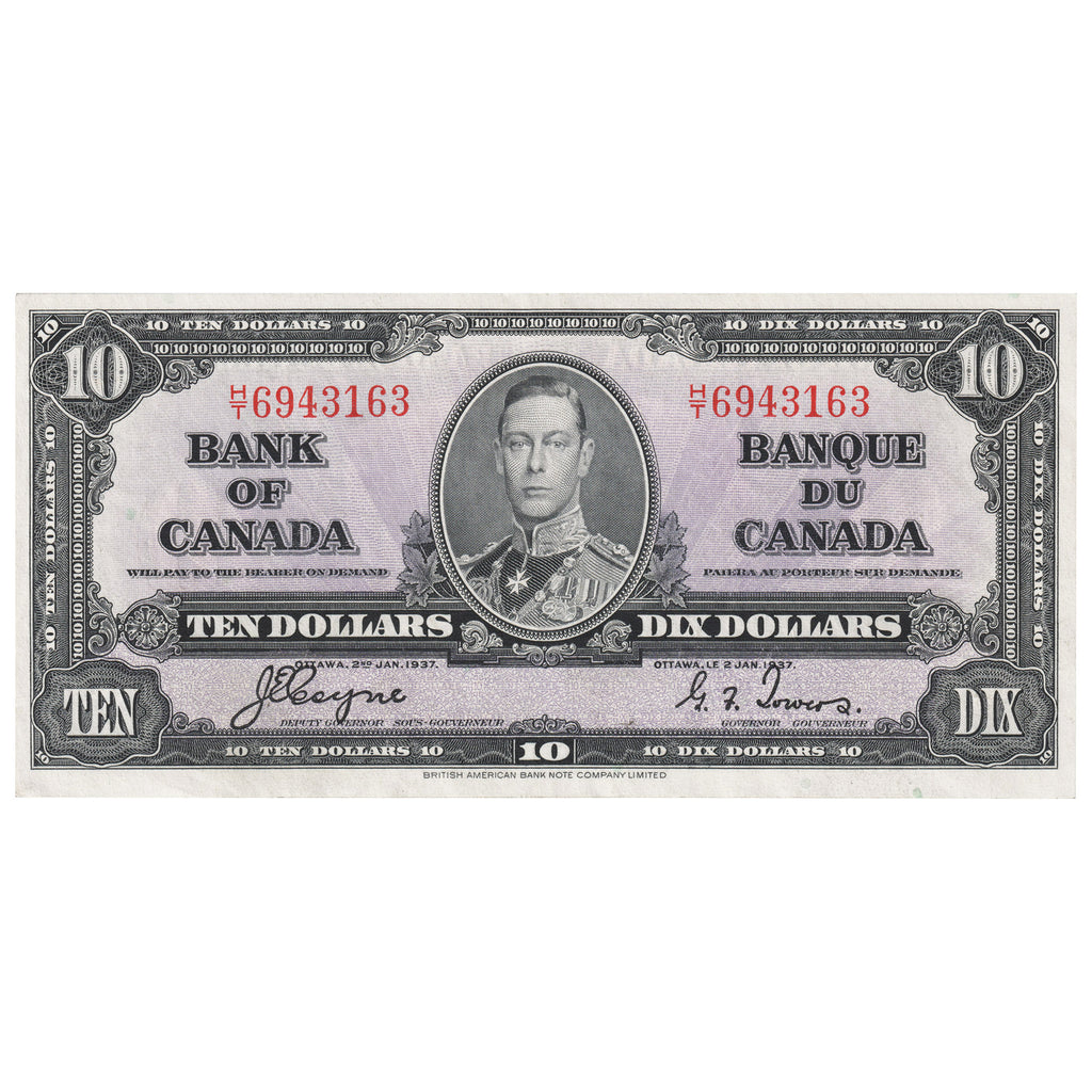 BC-24c 1937 Canada $10 Coyne-Towers, H/T, AU