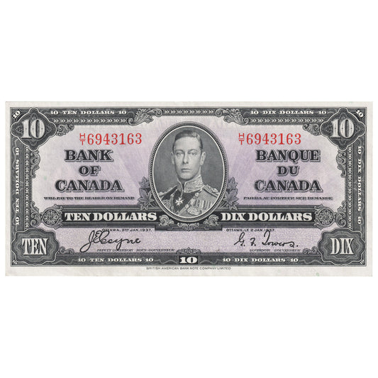 BC-24c 1937 Canada $10 Coyne-Towers, H/T, AU