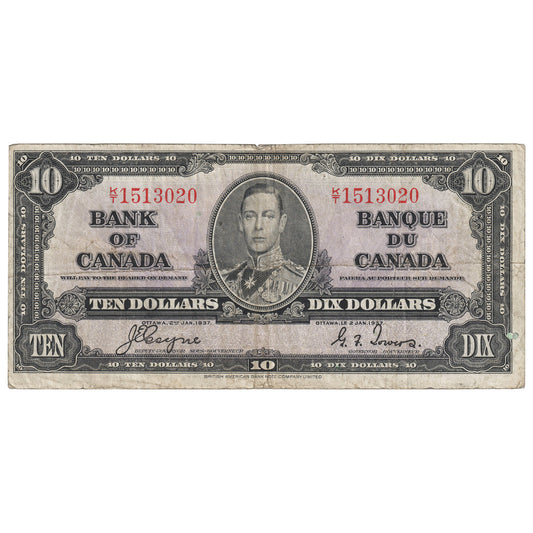BC-24c 1937 Canada $10 Coyne-Towers, K/T, VG-F