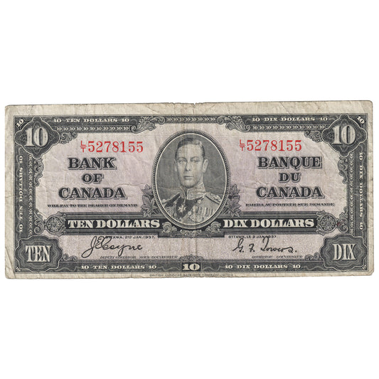 BC-24c 1937 Canada $10 Coyne-Towers, L/T, VG