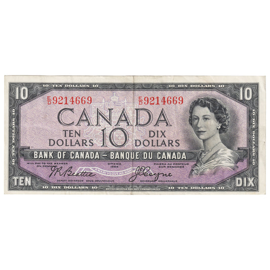 BC-32b 1954 Canada $10 Beattie-Coyne, Devil's Face, E/D, EF
