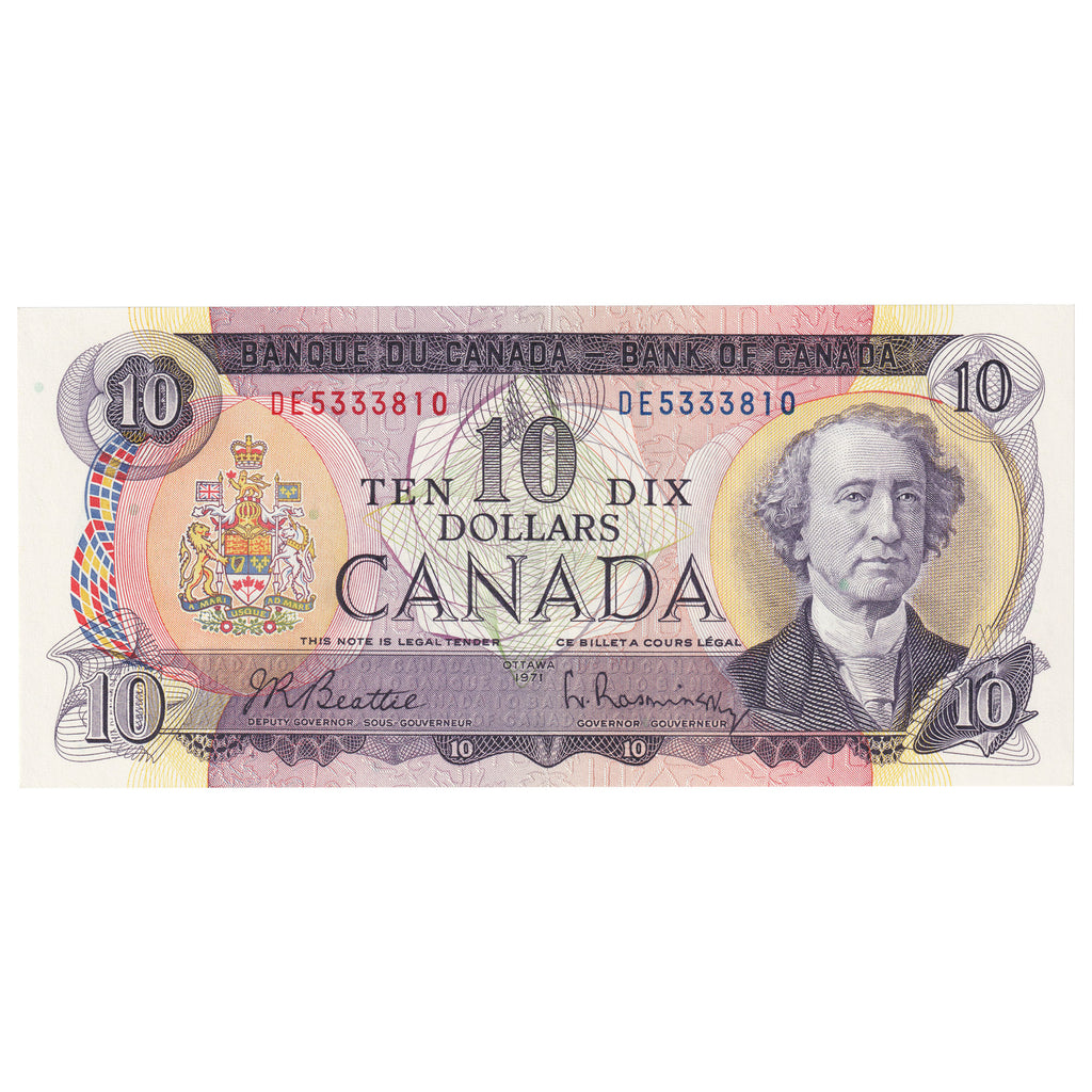 BC-49a 1971 Canada $10 Beattie-Rasminsky, DE, EF-AU (EF45)
