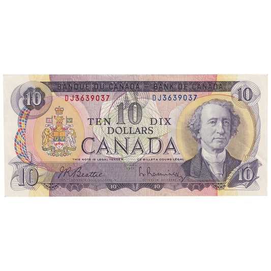 BC-49a 1971 Canada $10 Beattie-Rasminsky, DJ, EF-AU