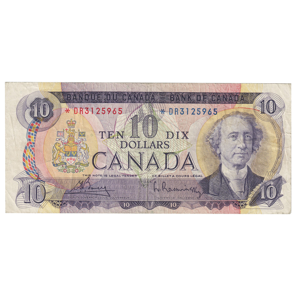 BC-49bA 1971 Canada $10 Bouey-Rasminsky, *DR, F-VF (F15)