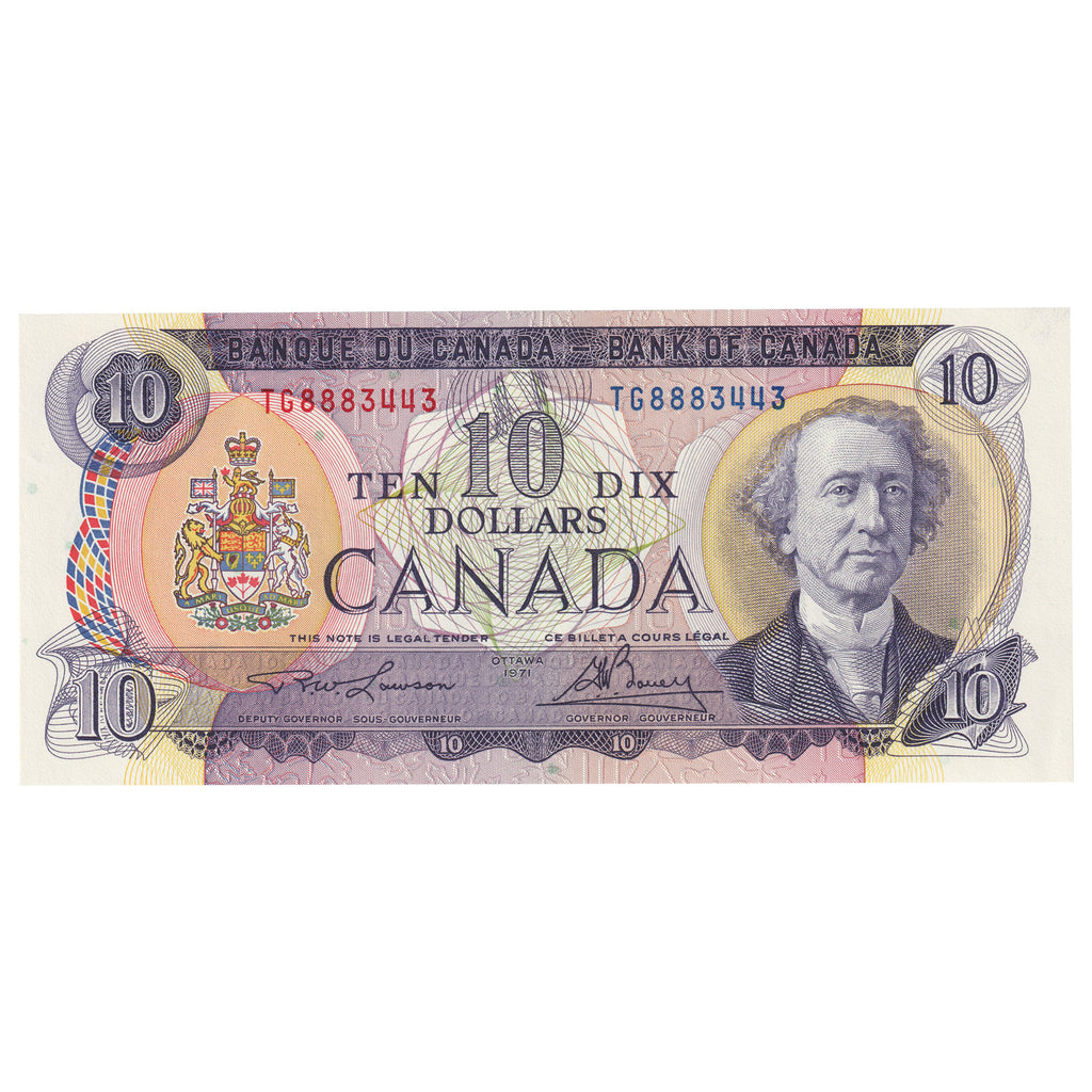 BC-49c 1971 Canada $10 Lawson-Bouey, TG, AU-UNC (AU55)