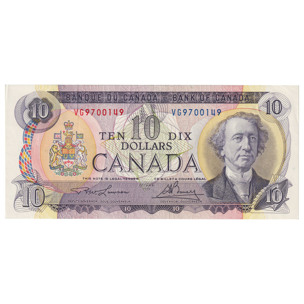 BC-49c 1971 Canada $10 Lawson-Bouey, VG, Circulated