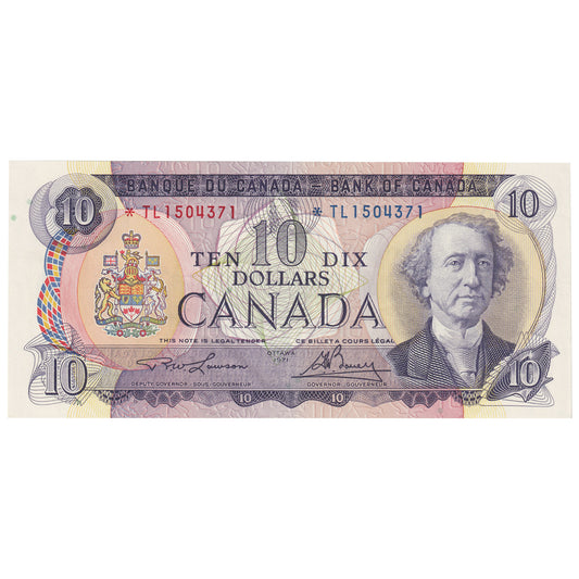 BC-49cA 1971 Canada $10 Lawson-Bouey, *TL, AU-UNC