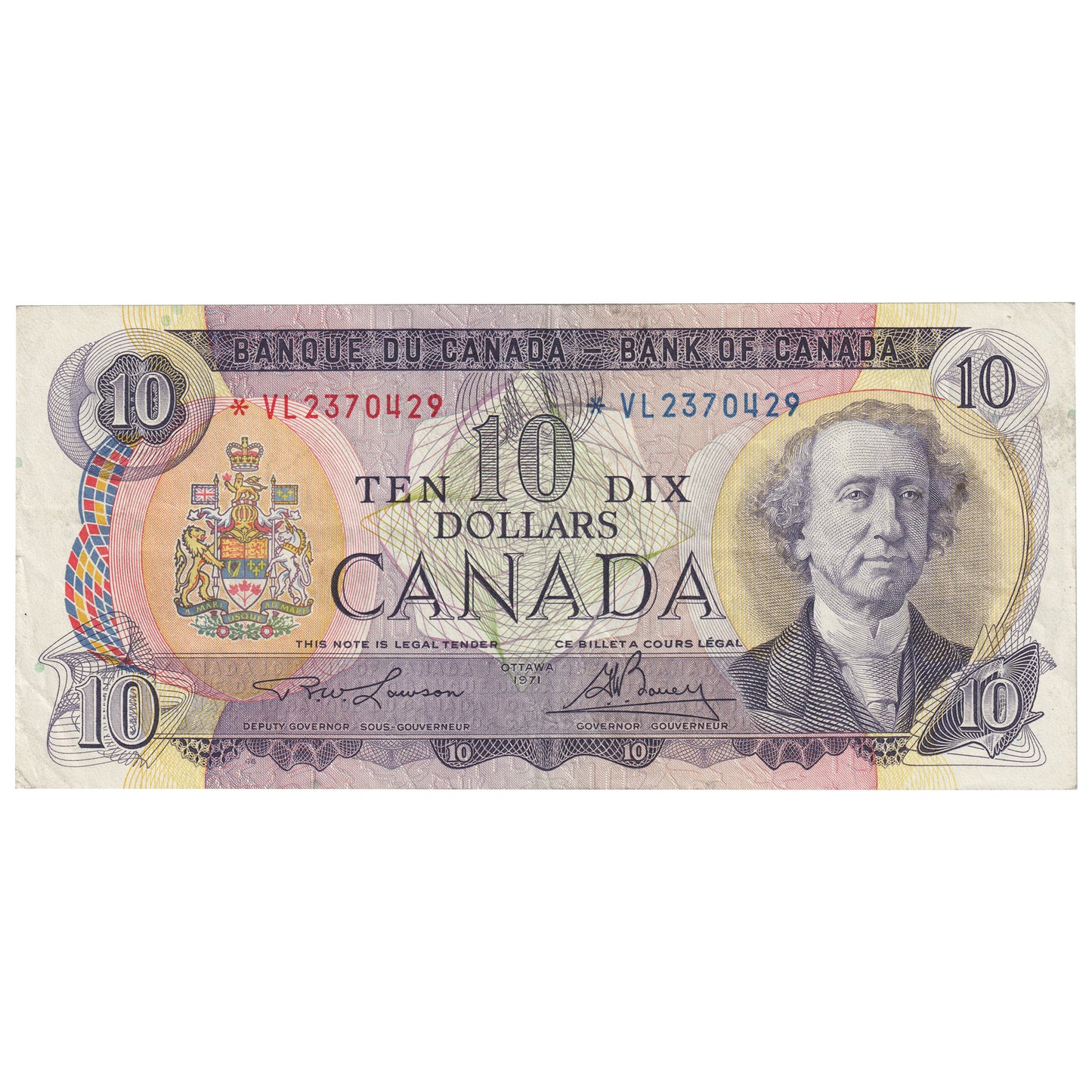 BC-49cA 1971 Canada $10 Lawson-Bouey, *VL, VF-EF