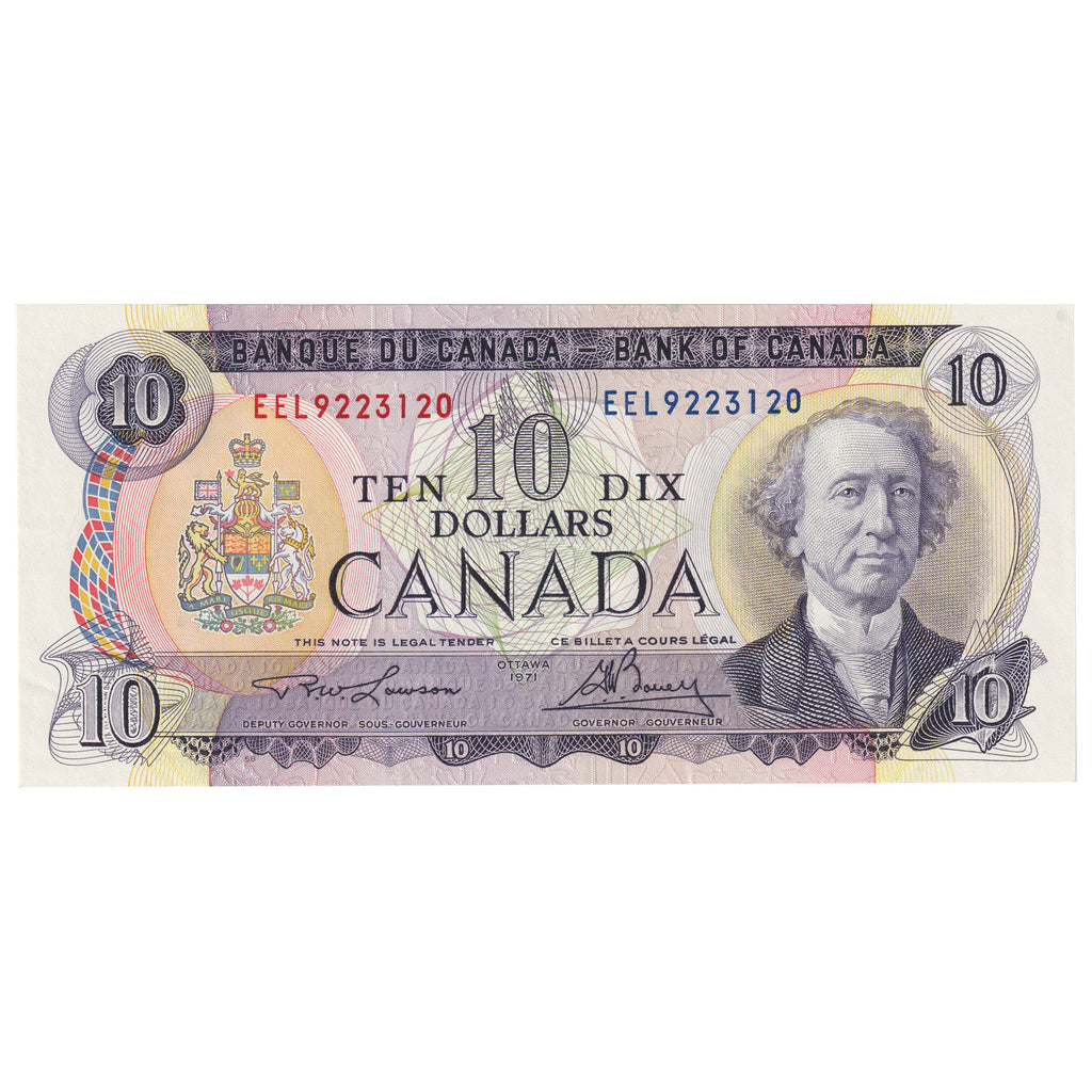 BC-49c-i 1971 Canada $10 Lawson-Bouey, EEL, Almost Uncirculated (AU50)