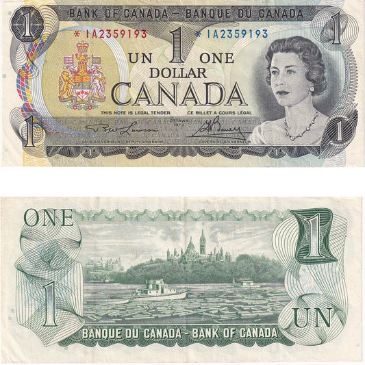 BC-46aA 1973 Canada $1 Lawson-Bouey, *IA, VF-EF