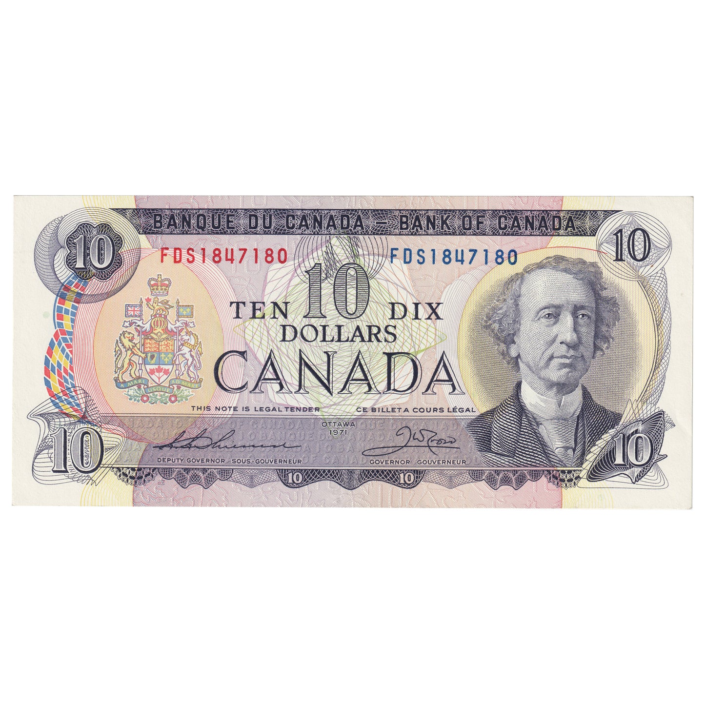 BC-49e 1971 Canada $10 Thiessen-Crow, FDS, AU-UNC (AU55)