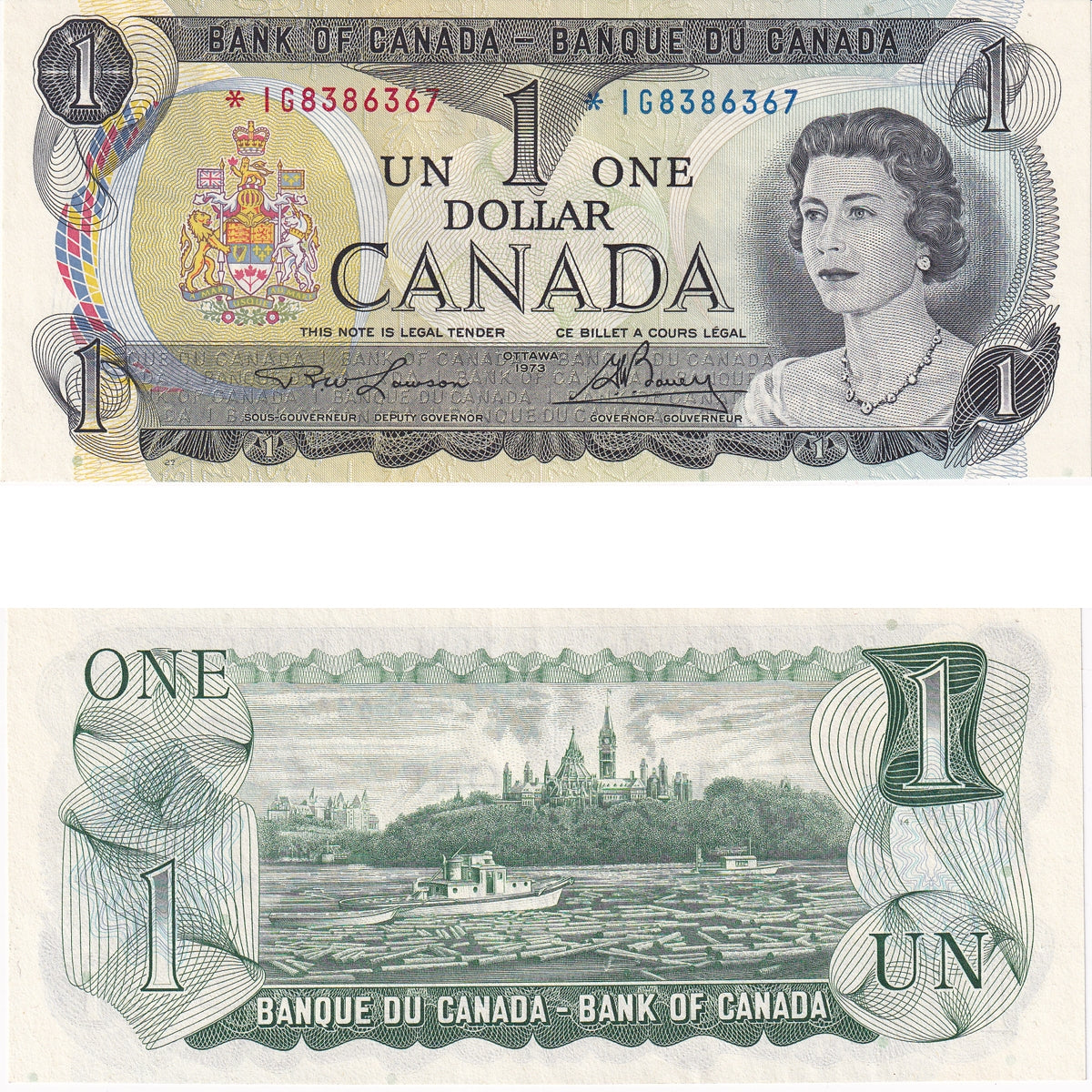 BC-46aA 1973 Canada $1 Lawson-Bouey, *IG, Almost Uncirculated (AU50)