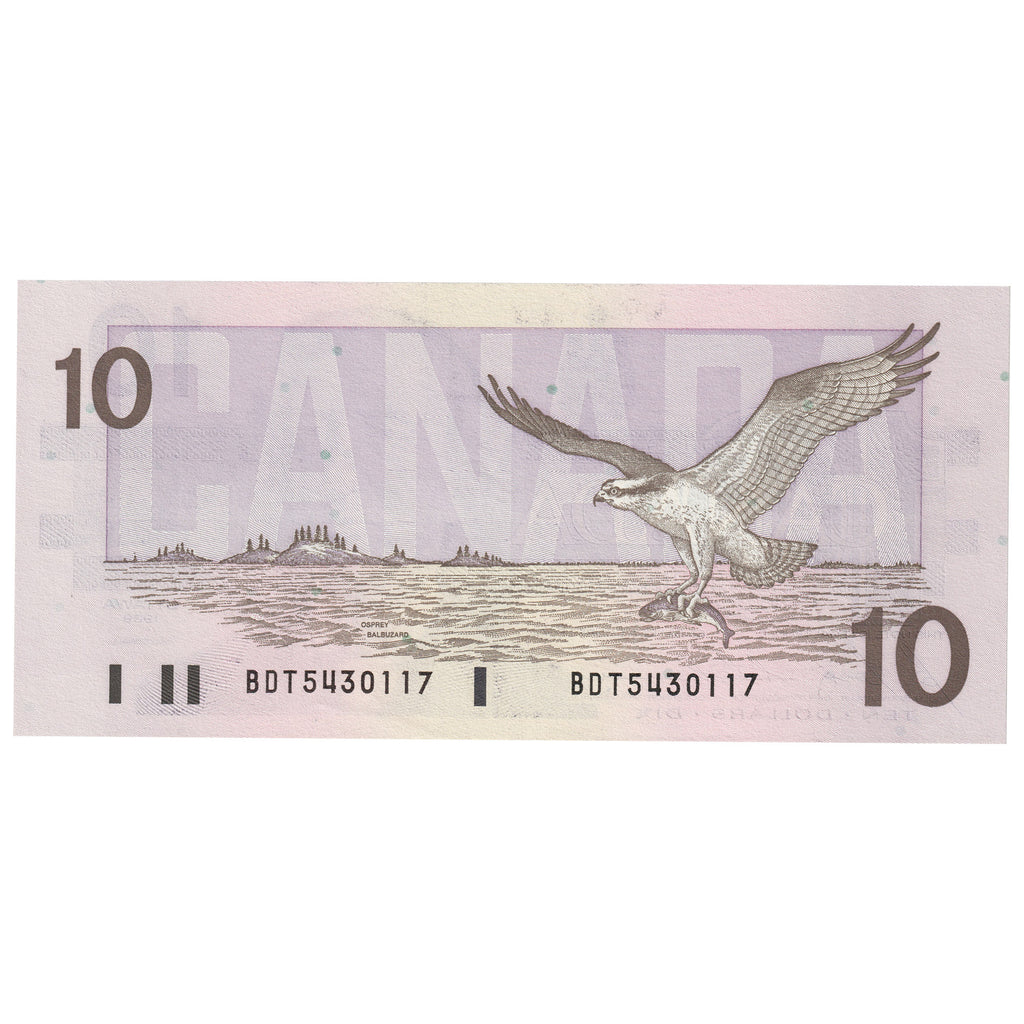 BC-57b 1989 Canada $10 Bonin-Thiessen, BDT, AU-UNC (AU55)