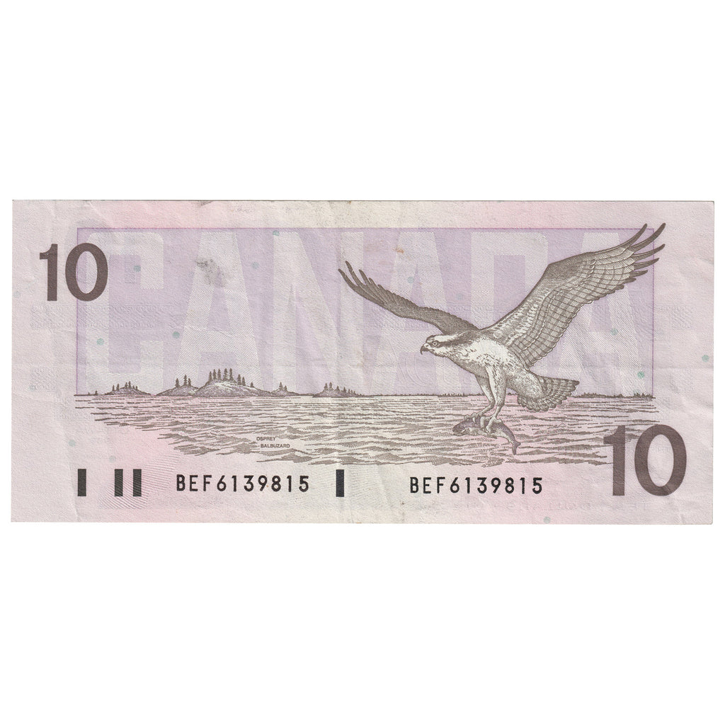 BC-57b 1989 Canada $10 Bonin-Thiessen, BEF, Extra Fine (EF40)