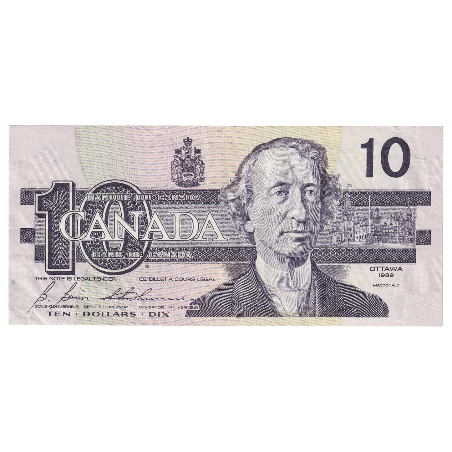 BC-57b 1989 Canada $10 Bonin-Thiessen, BEF, Extra Fine (EF40)