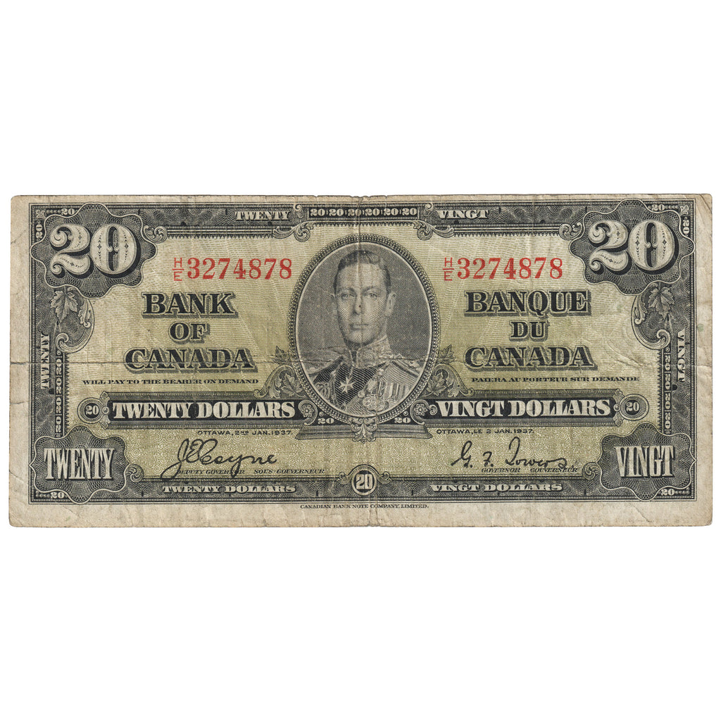 BC-25c 1937 Canada $20 Coyne-Towers, H/E, Circulated