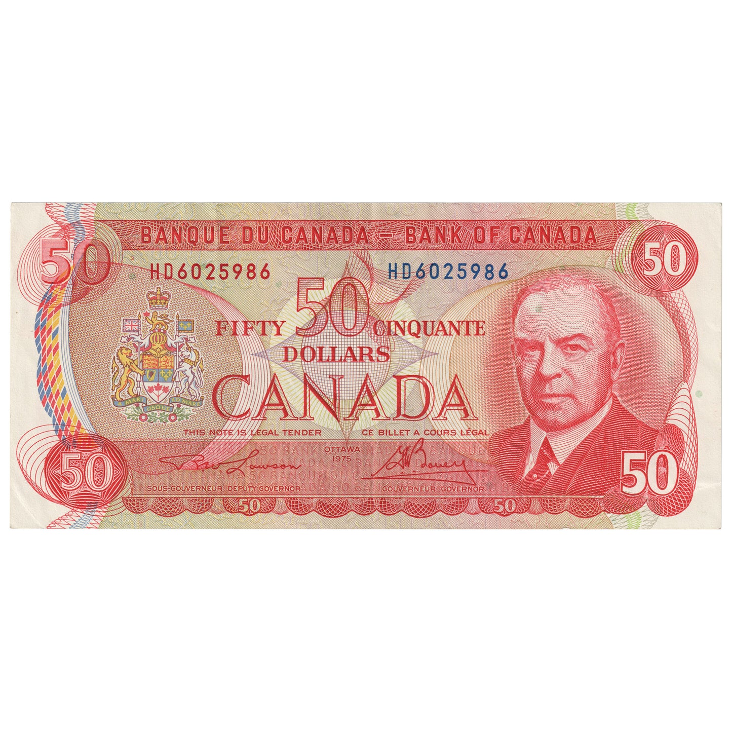 BC-51a 1975 Canada $50 Lawson-Bouey, HD, Extra Fine (EF40)