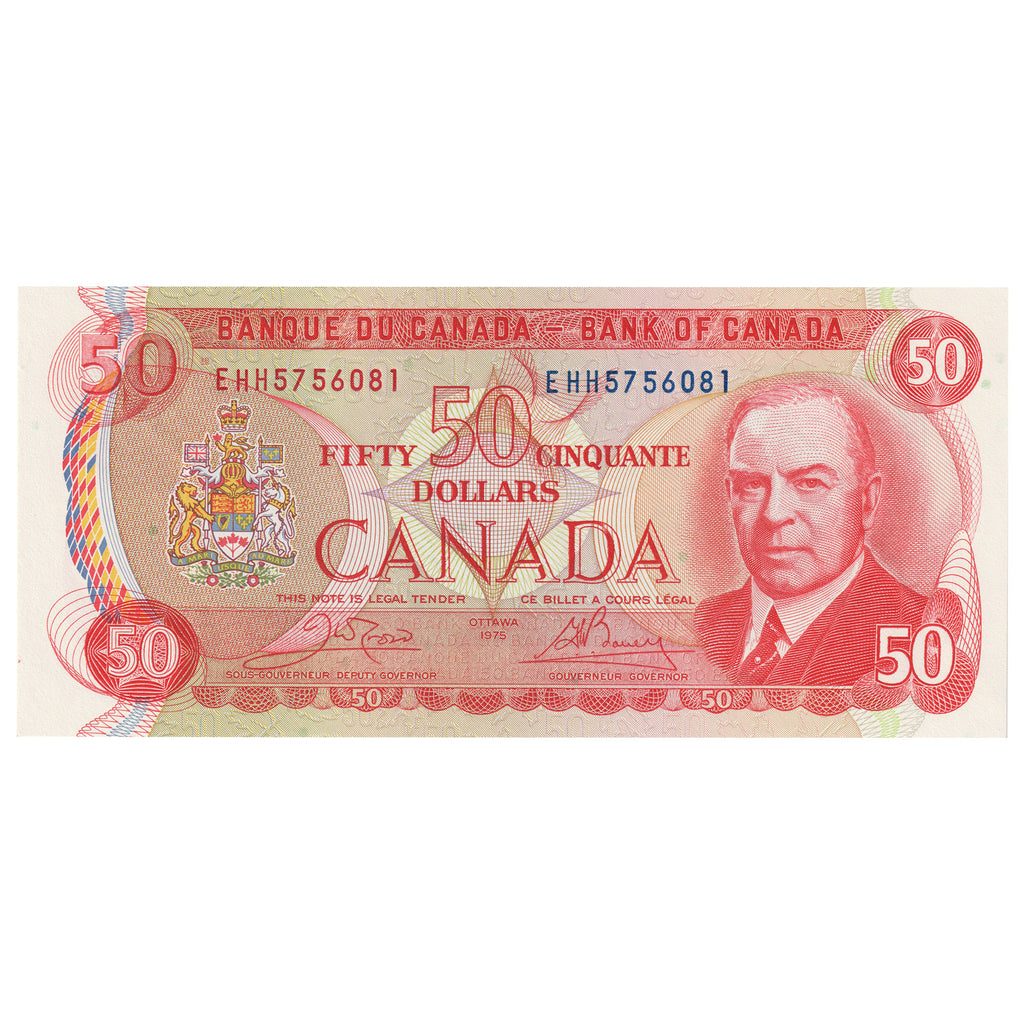 BC-51b 1975 Canada $50 Crow-Bouey, EHH, Uncirculated (MS60)