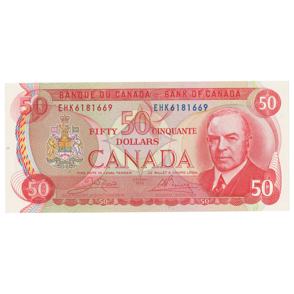 BC-51b 1975 Canada $50 Crow-Bouey, EHK, Uncirculated (MS60)