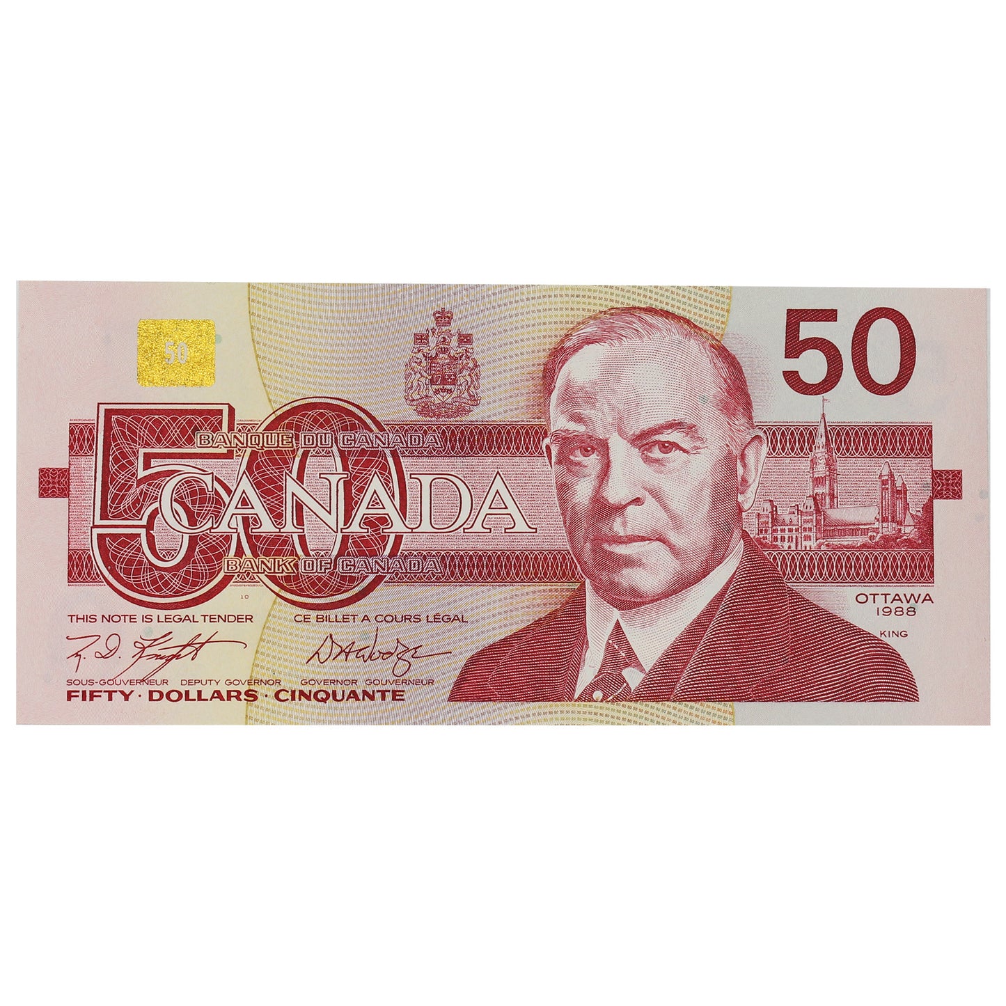 BC-59d 1988 Canada $50 Knight-Dodge, FHW, Uncirculated (MS60)