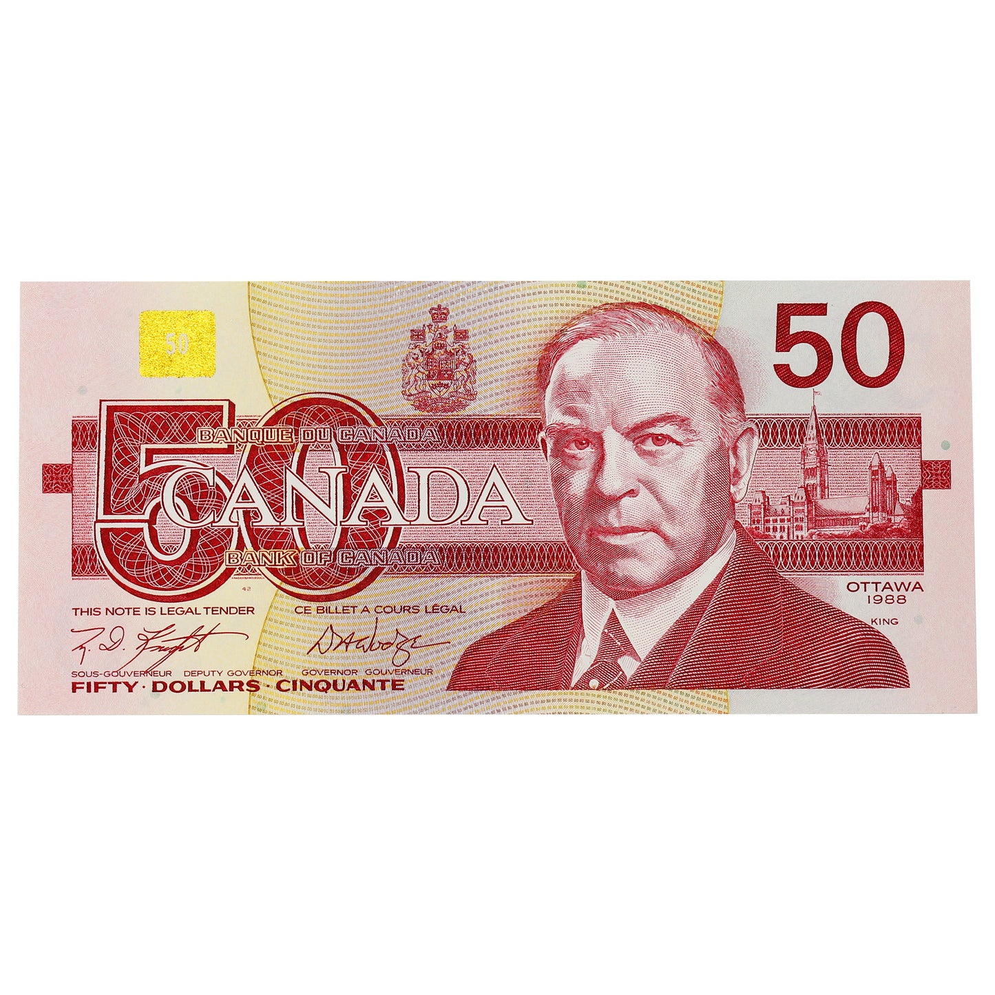 BC-59d 1988 Canada $50 Knight-Dodge, FHY, Uncirculated (MS60)