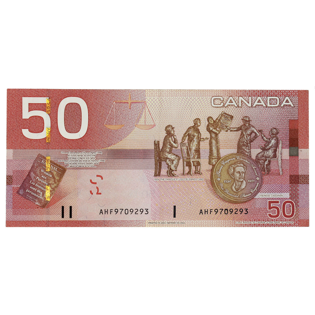 BC-65aA 2004 Canada $50 Jenkins-Dodge, AHF (9.675-9.720), Extra Fine (EF40)