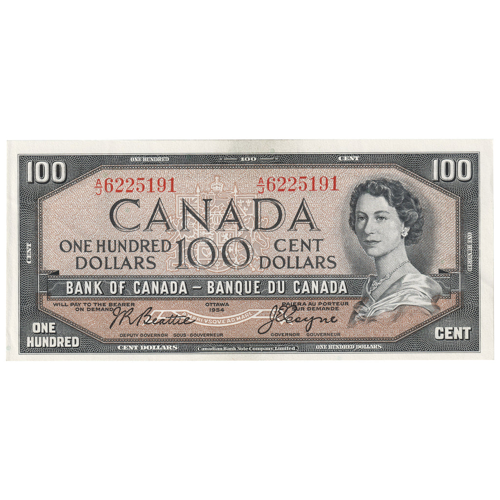 BC-43a 1954 Canada $100 Beattie-Coyne, A/J, AU-UNC (AU55)