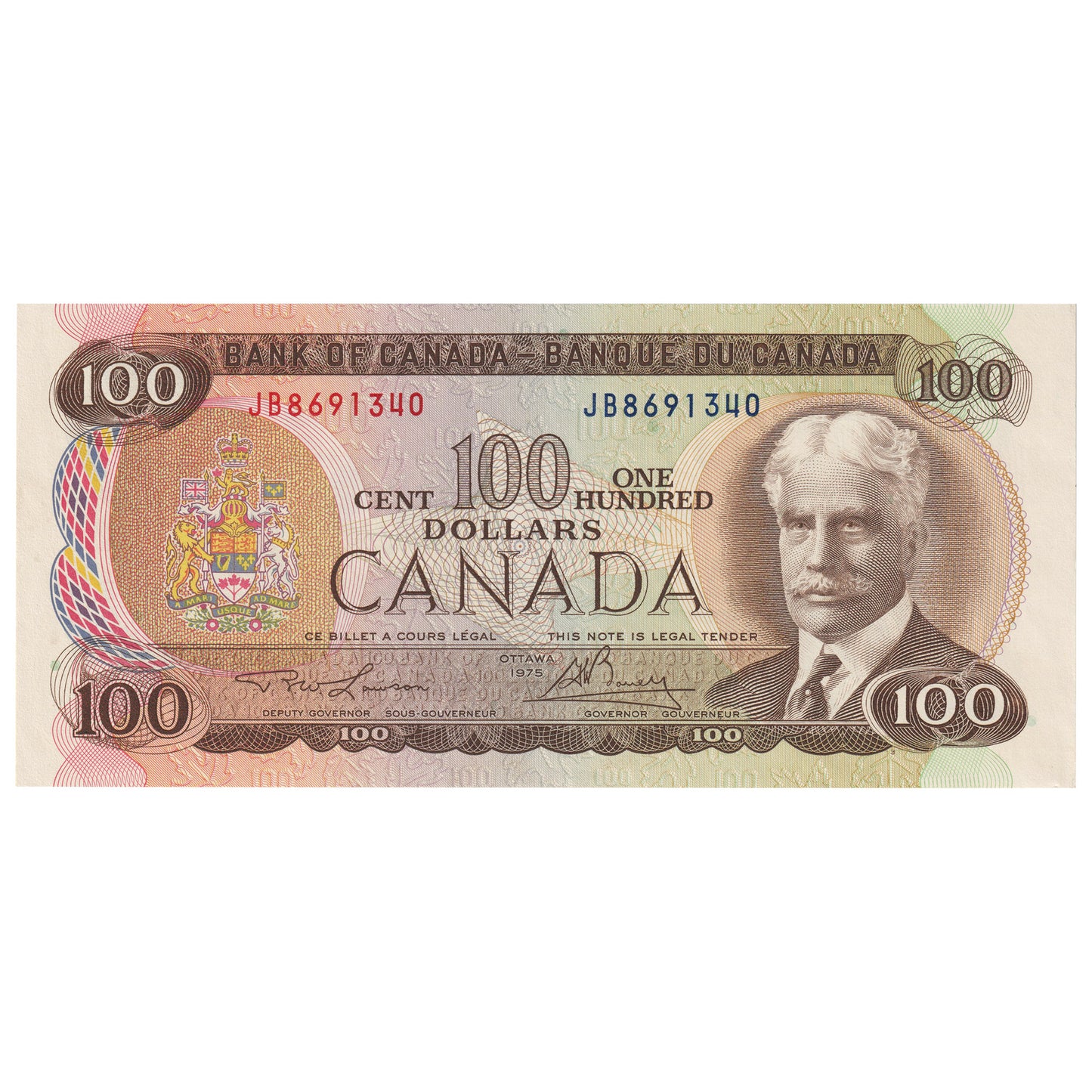 BC-52a 1975 Canada $100 Lawson-Bouey, JB, Uncirculated (MS60)