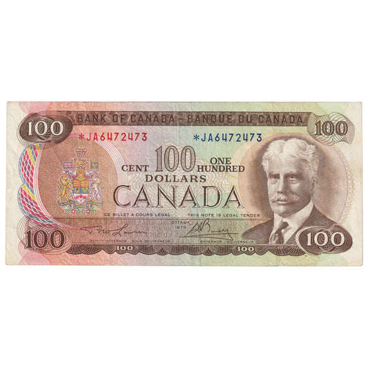BC-52aA 1975 Canada $100 Lawson-Bouey, *JA, VF