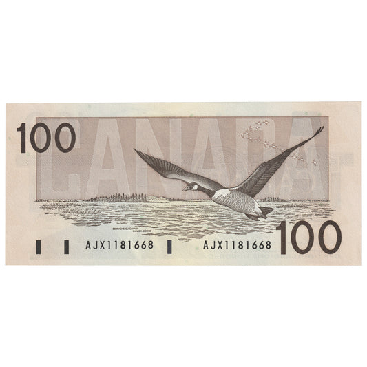 BC-60aA 1988 Canada $100 Thiessen-Crow, AJX, Hidden BPN, AU-UNC