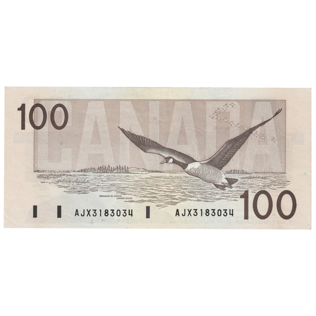 BC-60aA-i 1988 Canada $100 Thiessen-Crow, AJX, Clear BPN, Almost Uncirculated (AU50)