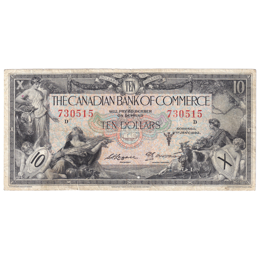 75-18-08 1935 Canadian Bank Of Commerce $10 Logan-Arscott, Type 1, F-VF (F15)