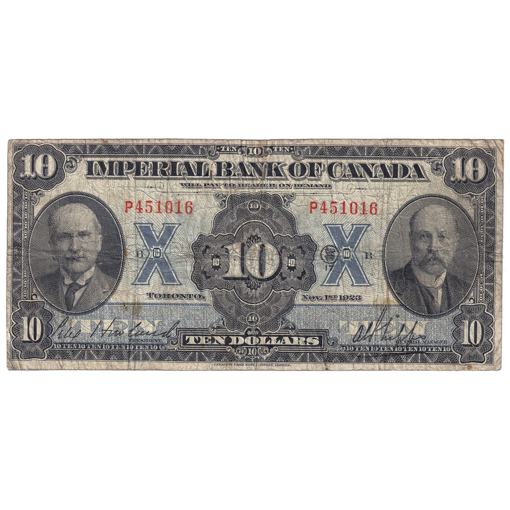 375-18-06 1923 Imperial Bank of Canada $10 Howland-Phipps, Very Good (VG8)