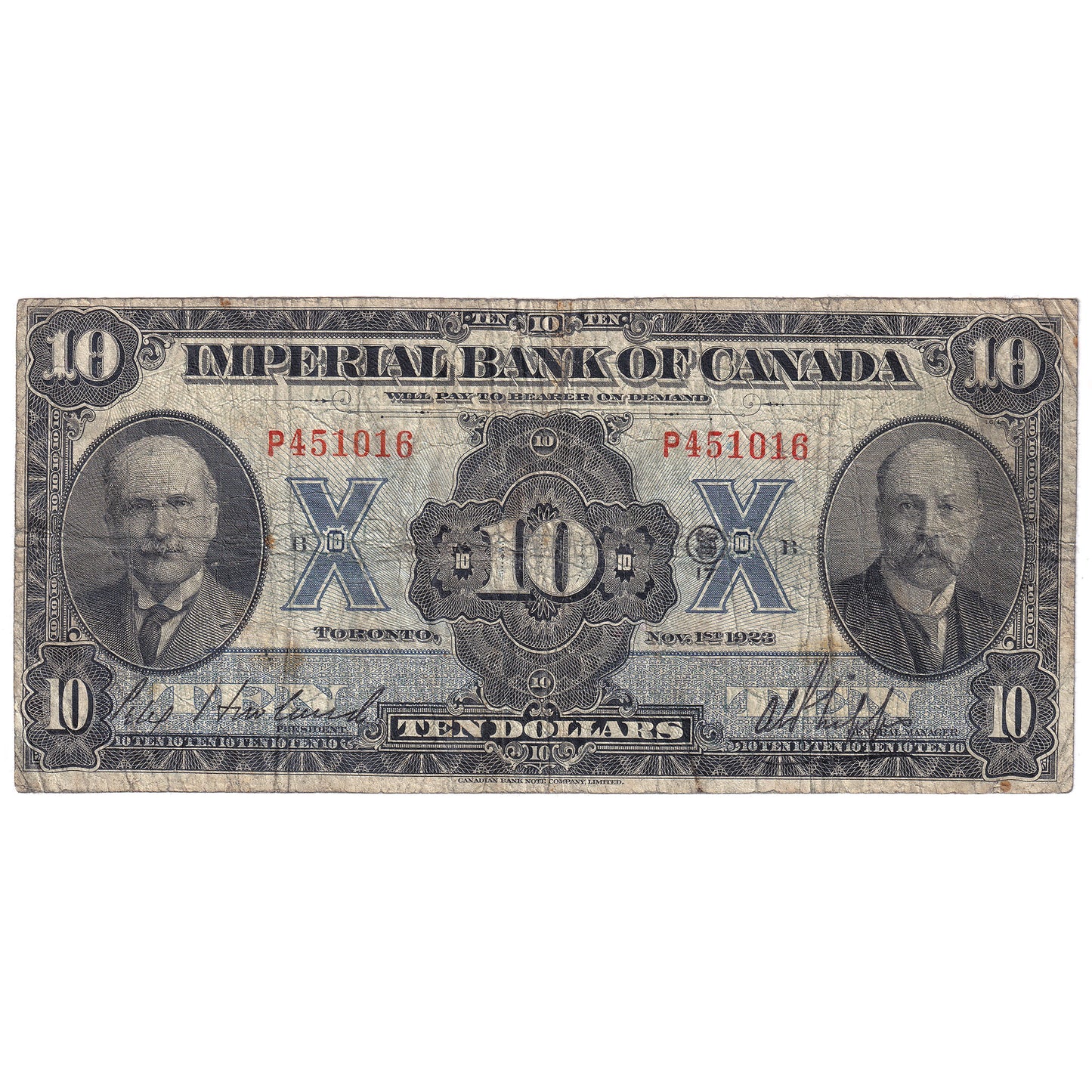 375-18-06 1923 Imperial Bank of Canada $10 Howland-Phipps, Very Good (VG8)