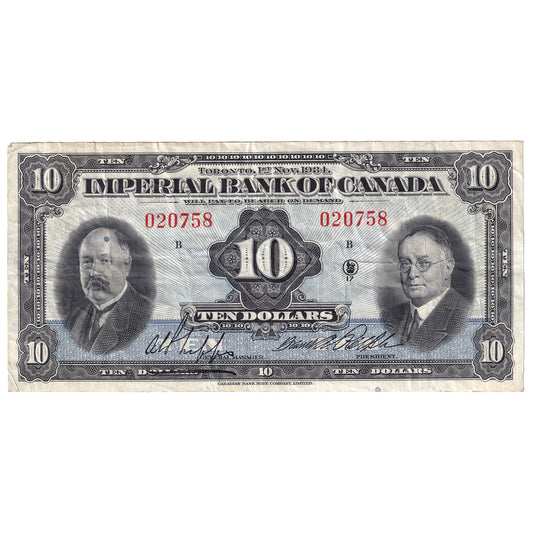 375-22-06 1934 Imperial Bank of Canada $10 Phipps-Rolph, VF