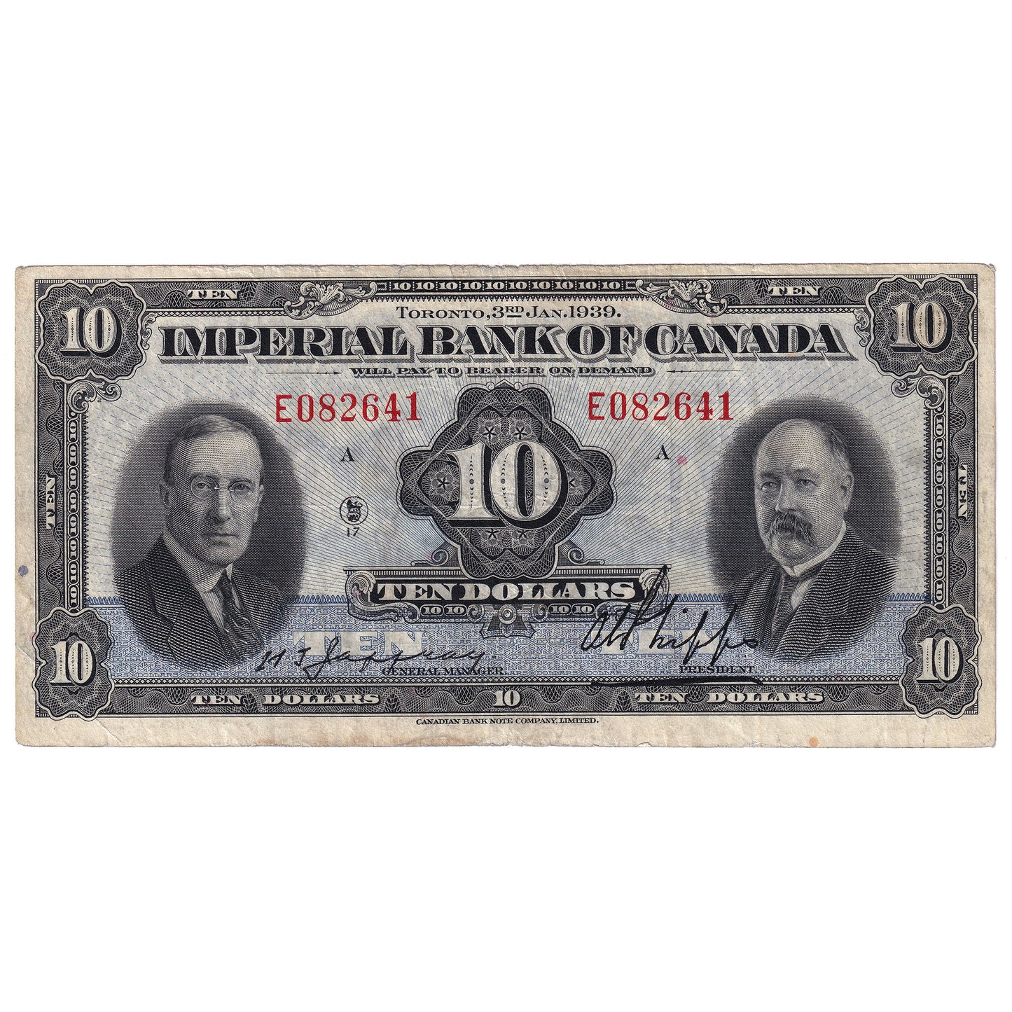 375-24-04 1939 Imperial Bank of Canada $10, Jaffray-Phipps, F-VF