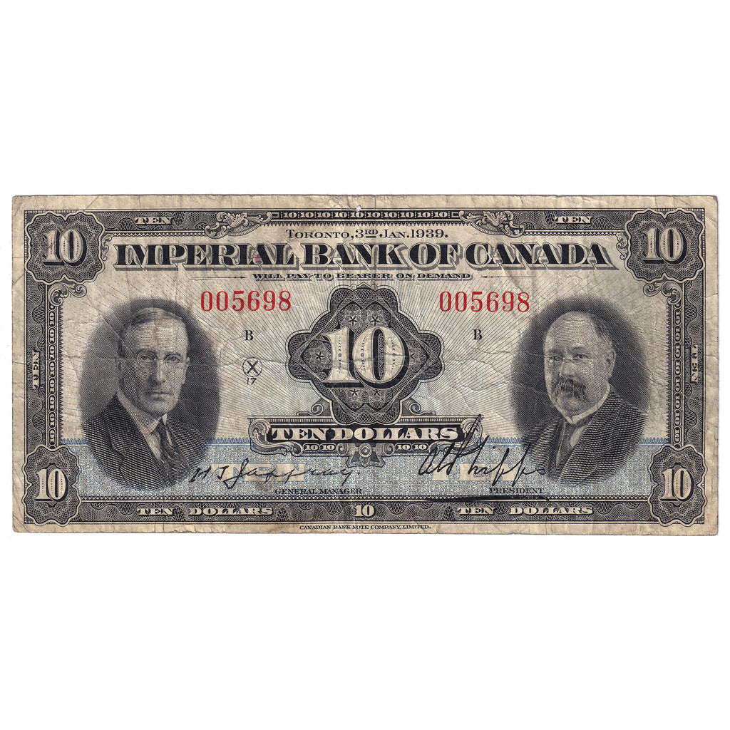 375-24-04 1939 Imperial Bank of Canada $10, Jaffray-Phipps, Fine (F12)