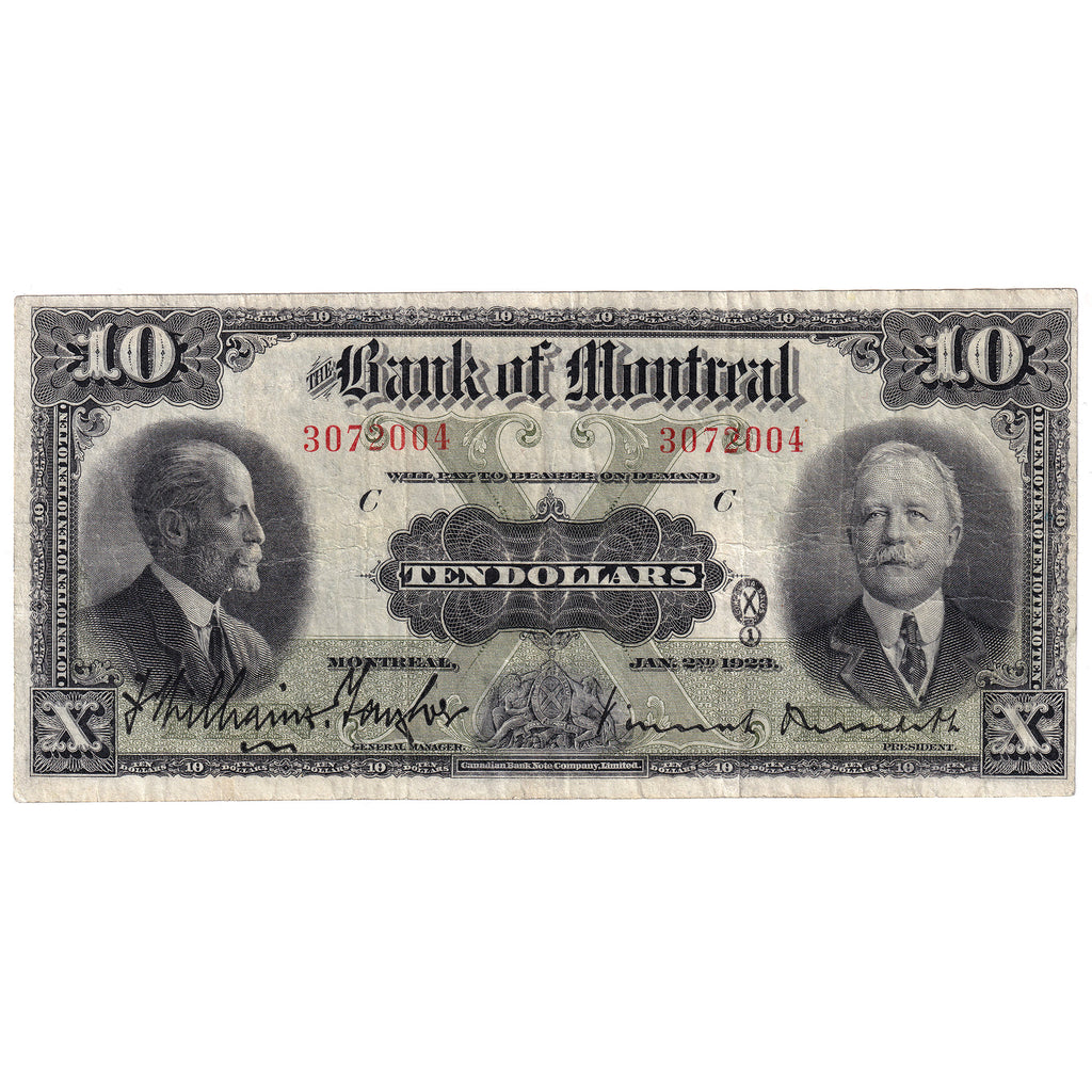 505-56-04 1923 Bank of Montreal $10 Williams-Taylor-Meredith, Very Fine (VF20)