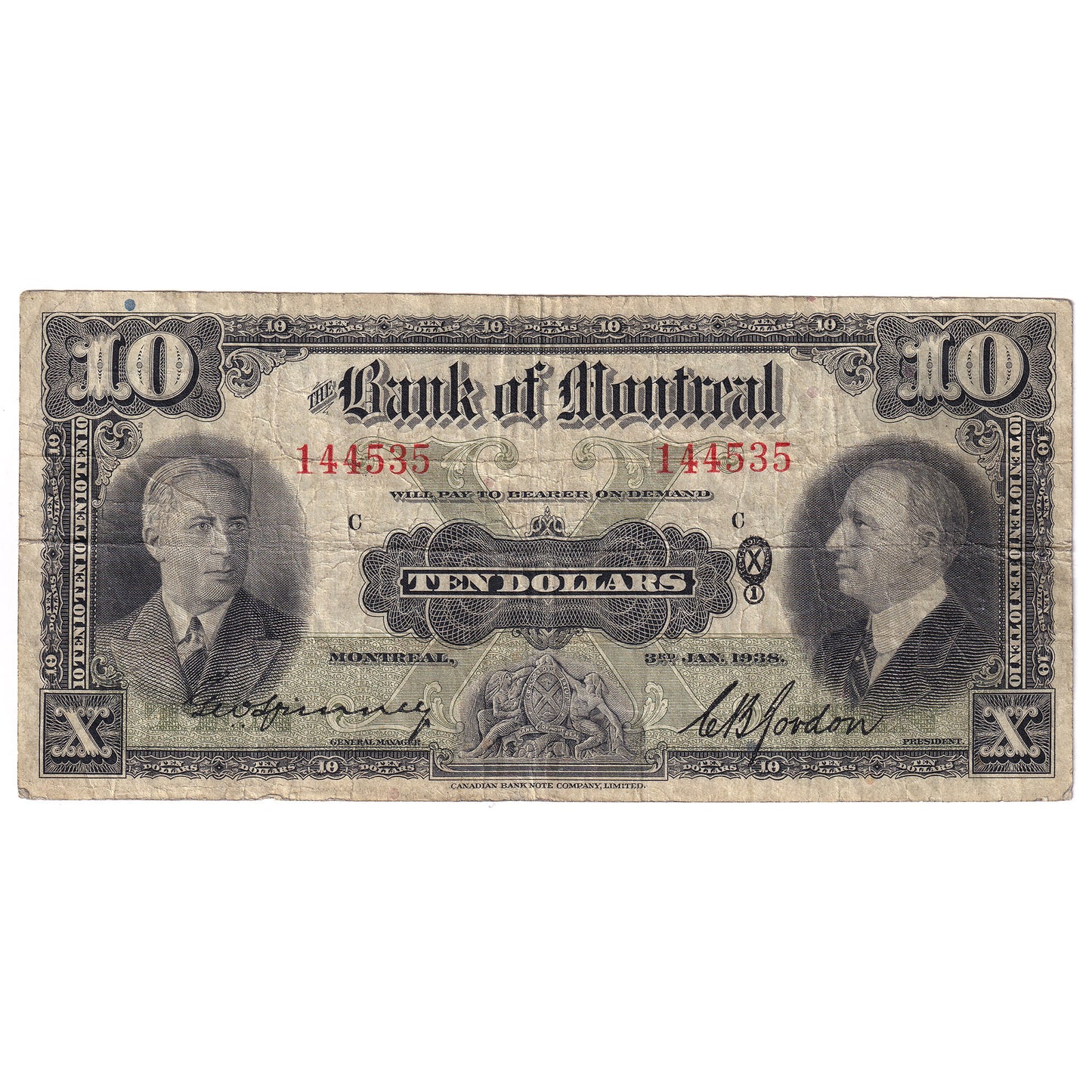 505-62-04 1938 Bank of Montreal $10 Spinney-Gordon, F