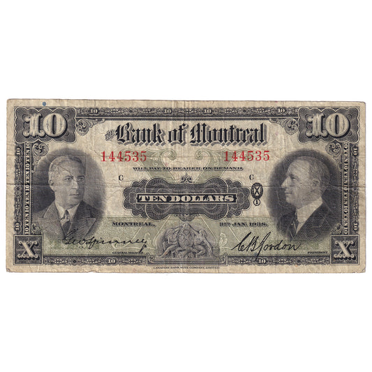 505-62-04 1938 Bank of Montreal $10 Spinney-Gordon, F