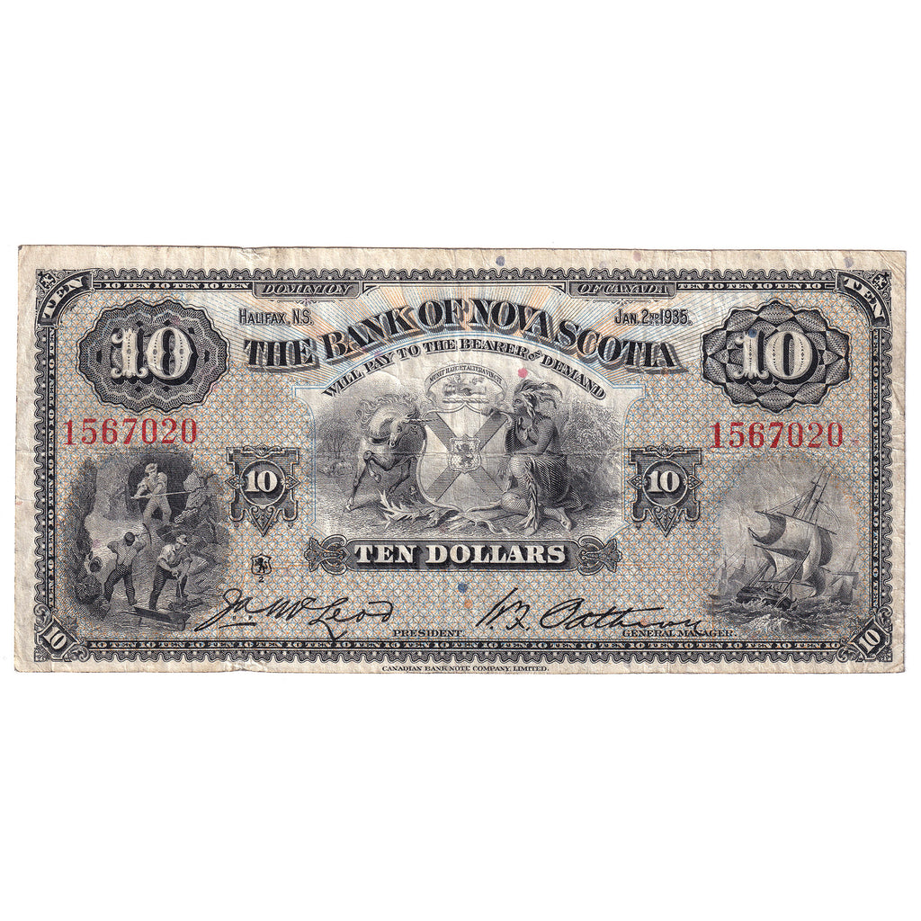 550-36-04 1935 Bank of Nova Scotia $10 McLeod-Patterson, Very Fine (VF20)