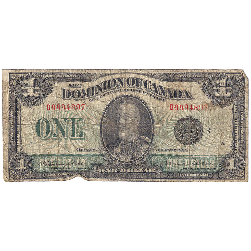 DC-25n 1923 Dominion $1 Campbell-Sellar, Black Seal, Group 3, G-VG (G6)