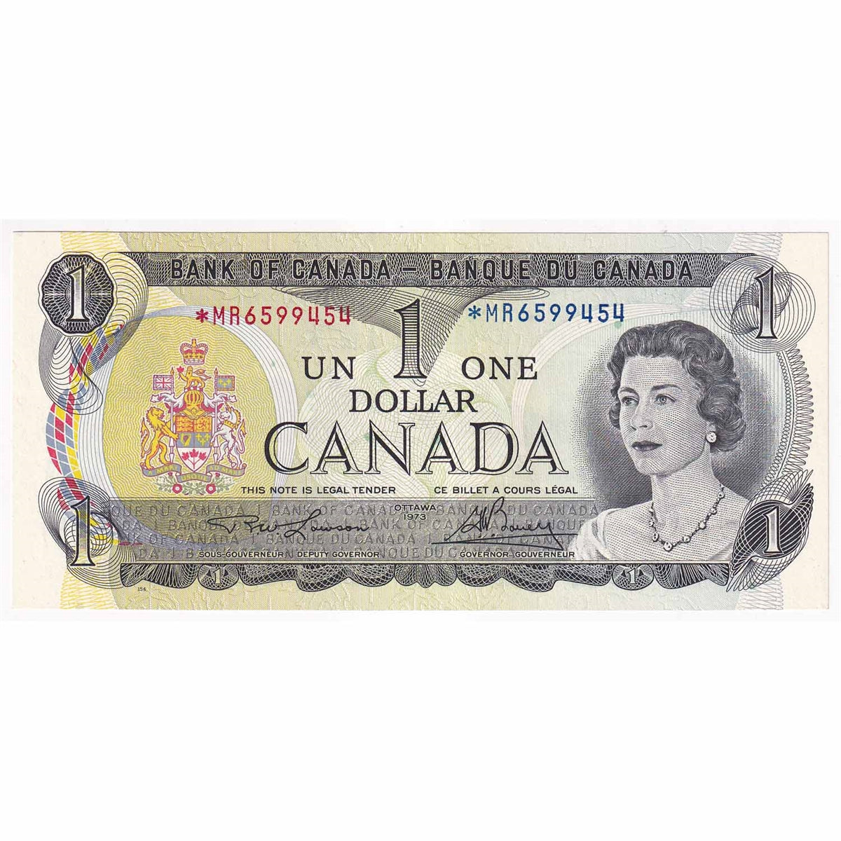 BC-46aA 1973 Canada $1 Lawson-Bouey, *MR, Choice Uncirculated (CUNC63)