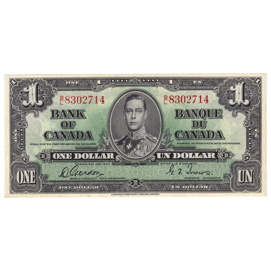 BC-21c 1937 Canada $1 Gordon-Towers, B/L, UNC