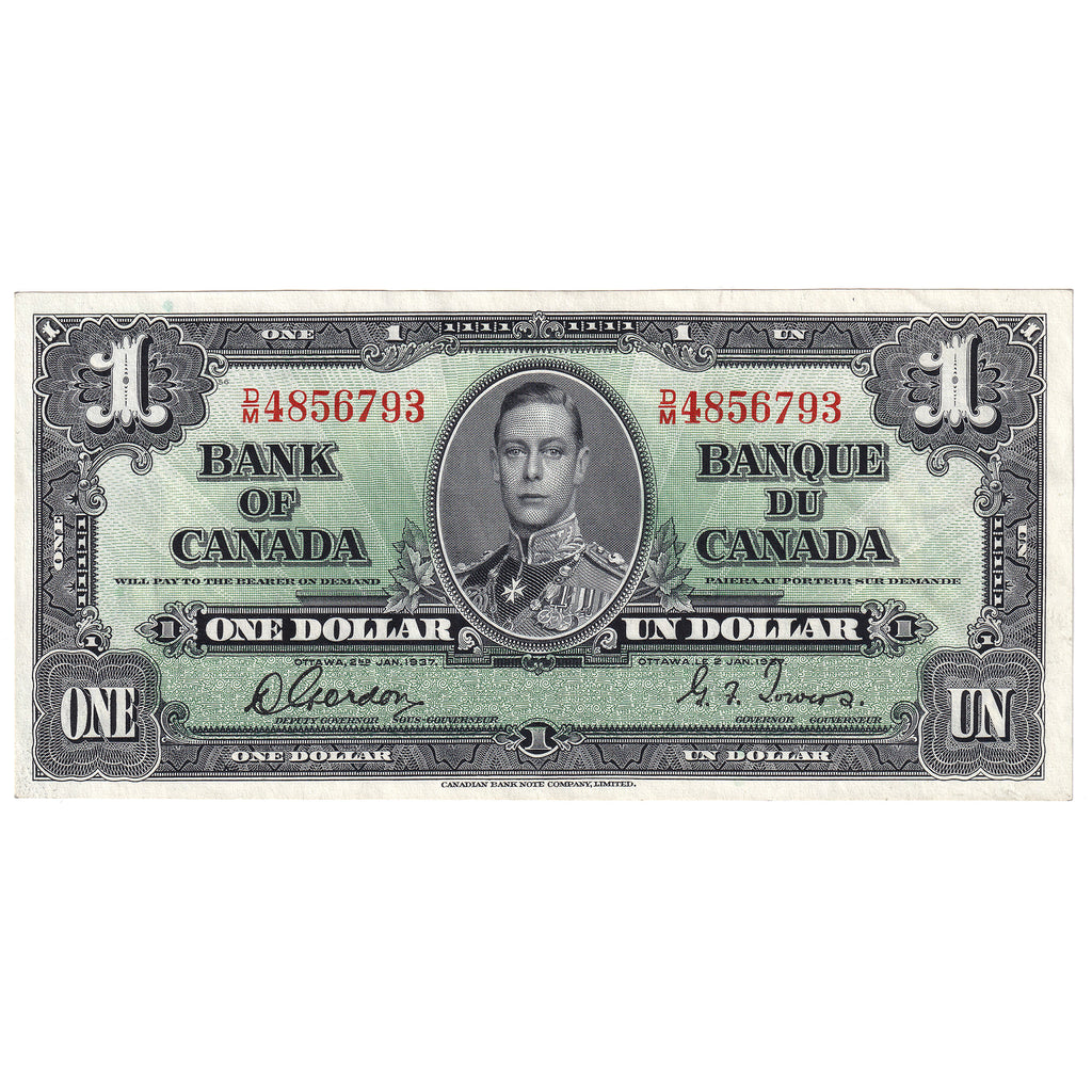 BC-21c 1937 Canada $1 Gordon-Towers, D/M, Uncirculated (MS60)