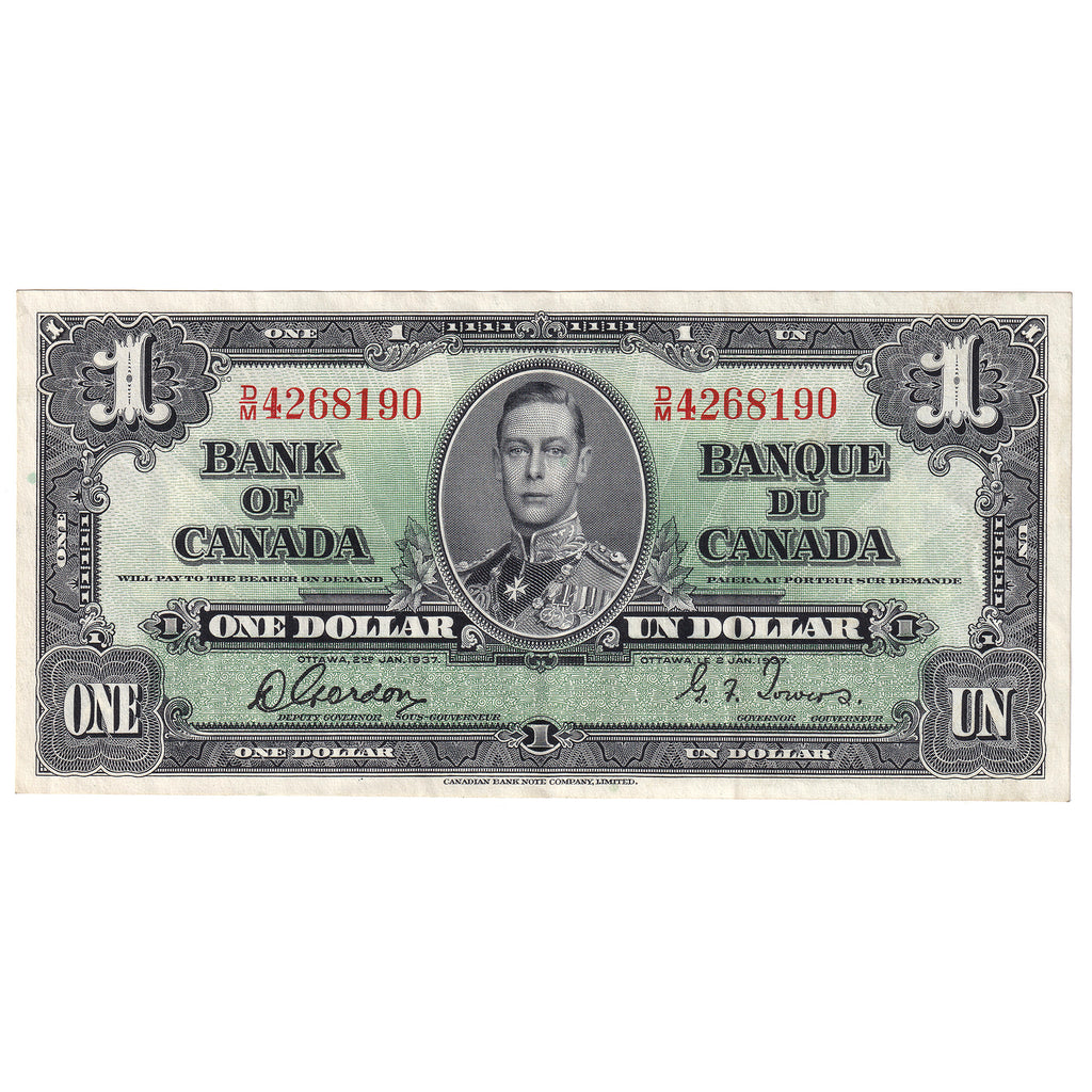 BC-21c 1937 Canada $1 Gordon-Towers, D/M, EF