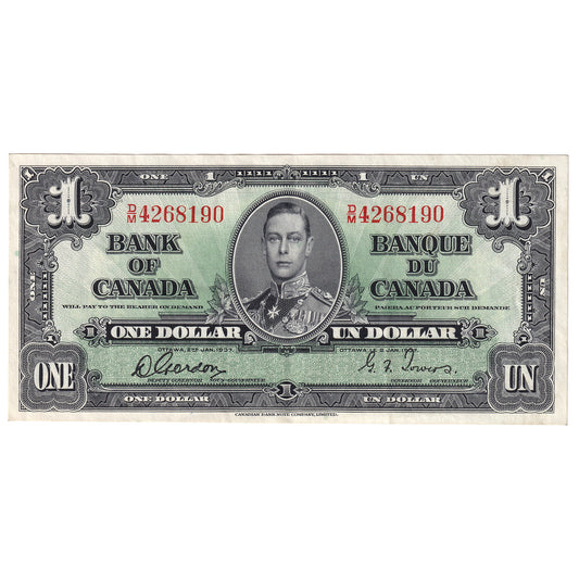BC-21c 1937 Canada $1 Gordon-Towers, D/M, EF