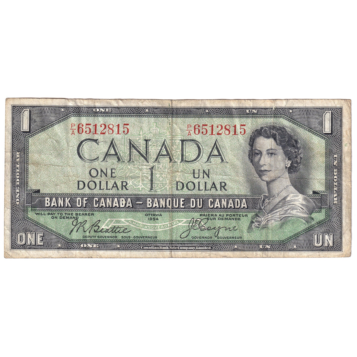 BC-29b 1954 Canada $1 Beattie-Coyne, Devil's Face, P/A, F-VF (F15)