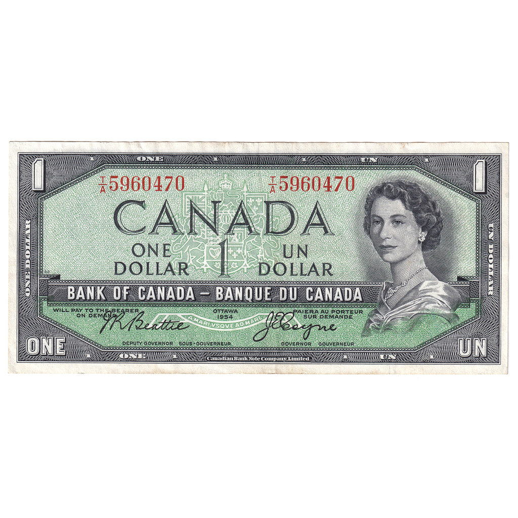 BC-37a 1954 Canada $1 Beattie-Coyne, T/A, Extra Fine (EF40)